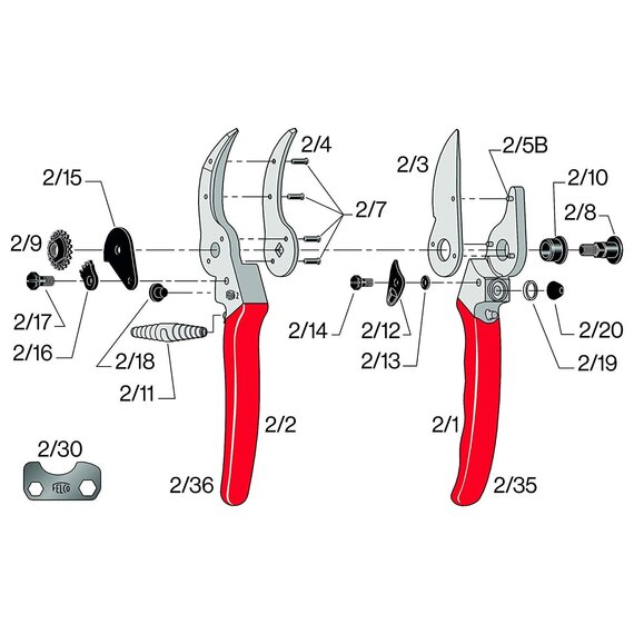 Felco F2 Original Bypass Pruner - 1-in Cutting Capacity - 8.5-in