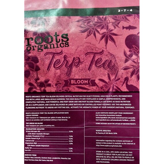 Roots Organics Terp Tea Bloom Micronized Organic Dry Fertilizer - 3-7-4 NPK - 3 lb