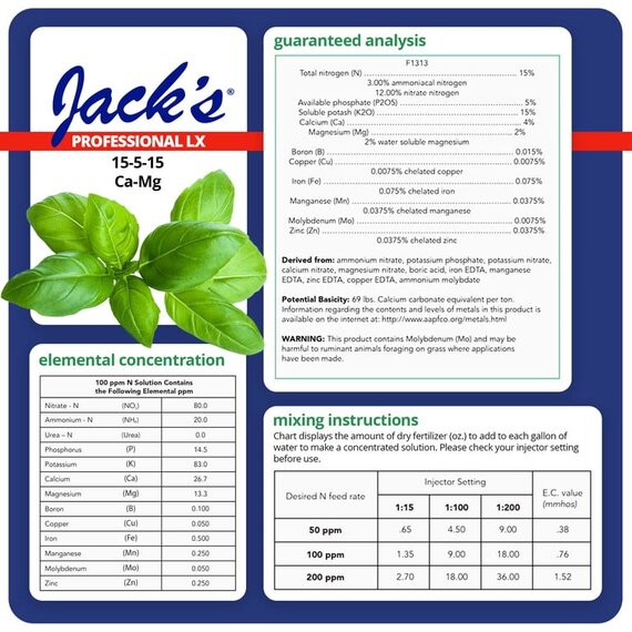 Jack's Professional 15-5-15 +CaMg LX Fertilizer - 25 lb