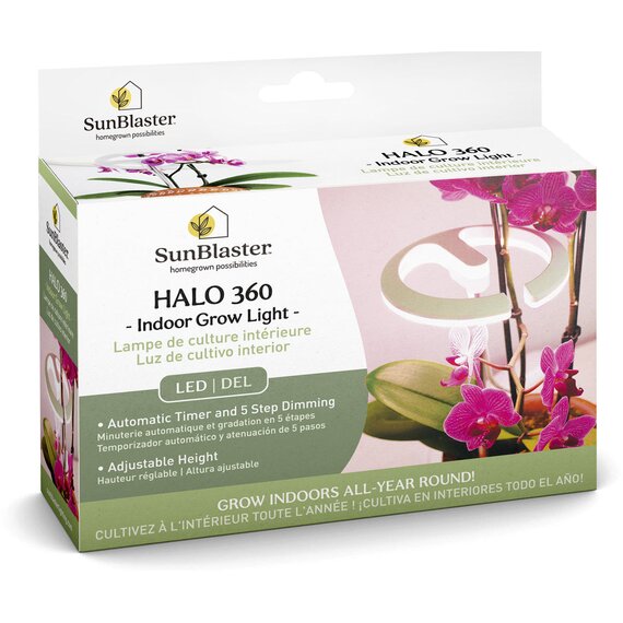 SunBlaster Halo 360 LED Plant Light with USB Adapter and Timer