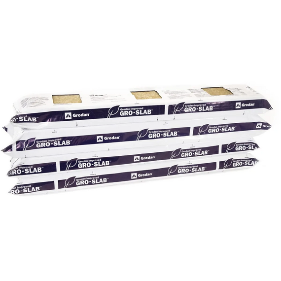 Grodan Improved Gro-Slab Rockwool Grow Slab - 36 x 6 x 4-in - (3) 4 x 4-in Pre-Cut Holes - Case of 12
