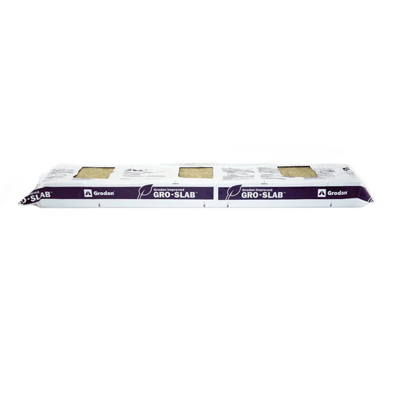 Grodan Improved Gro-Slab Rockwool Grow Slab - 36 x 6 x 4-in - (3) 4 x 4-in Pre-Cut Holes - Case of 12