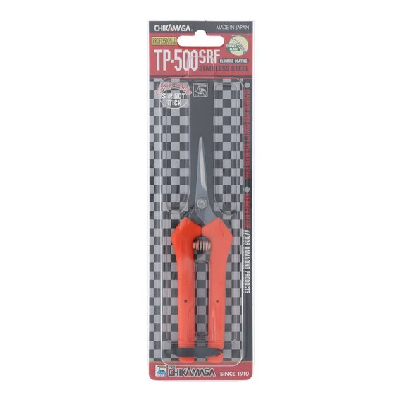Chikamasa TP-500SRF Curved Blade Stainless Steel Pruning Shears with Fluorine Coating