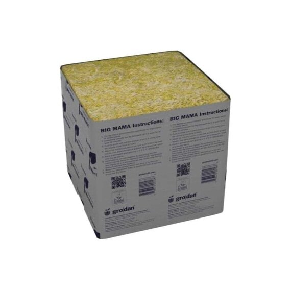 Grodan Improved Gro-Block Rockwool Grow Block - Big Mama - 8 x 8 x 8-in - No Hole - Case of 18