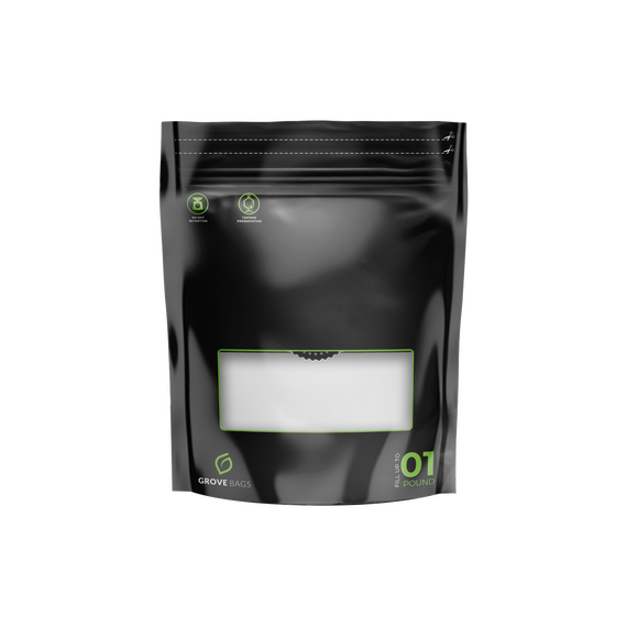 Grove Bags TerpLoc Windowed UV Pouch - 1 lb Capacity - Opaque with Clear Window - 100-Count