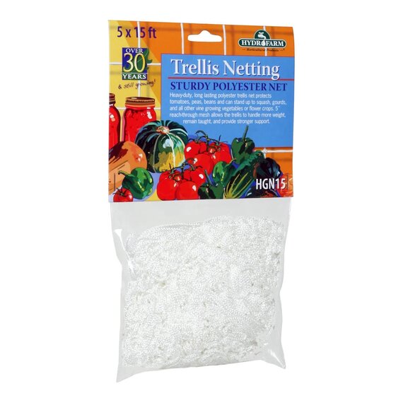 Hydrofarm Trellis Netting - 6-in Mesh - Woven - 5 x 15 ft