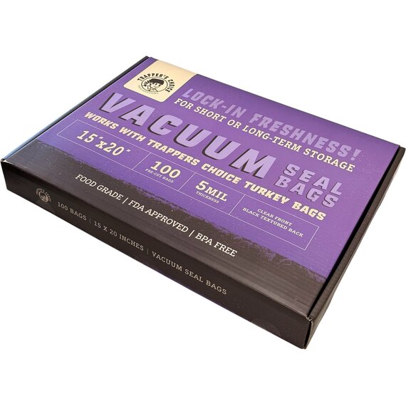 Trapper's Choice 15" x 20" Black/Clear Vacuum Seal Bags (5Mil) Pack of 100