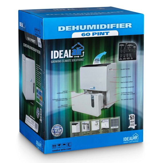Ideal-Air Dehumidifier - 60 Pint AHAM - Up to 120 Pints/Day
