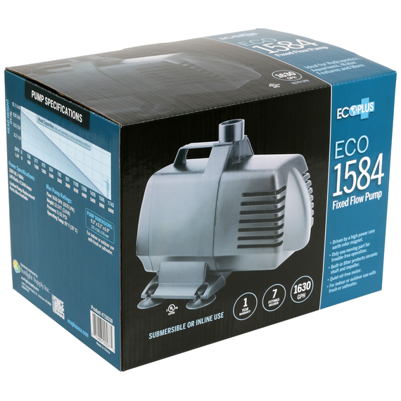 EcoPlus ECO-1584 Fixed Flow Submersible/Inline Pump - 1,638 GPH - 5.22 PSI