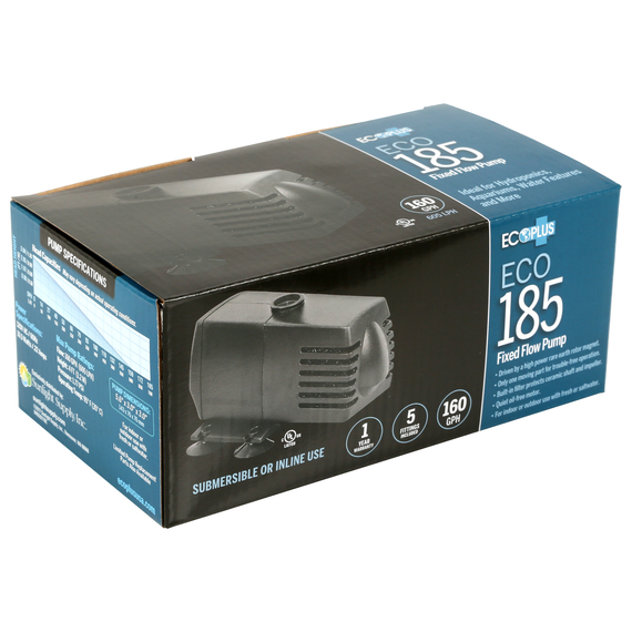 EcoPlus ECO-185 Fixed Flow Submersible/Inline Pump - 158 GPH - 1.77 PSI