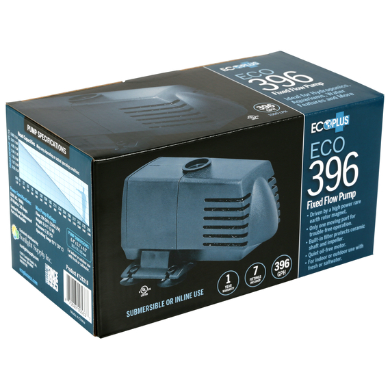 EcoPlus ECO-396 Fixed Flow Submersible/Inline Pump - 396 GPH - 2.87 PSI