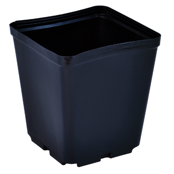 Gro Pro Injection Molded Plastic Pot - 5.5in x 5.5in x 6in - Square - Black