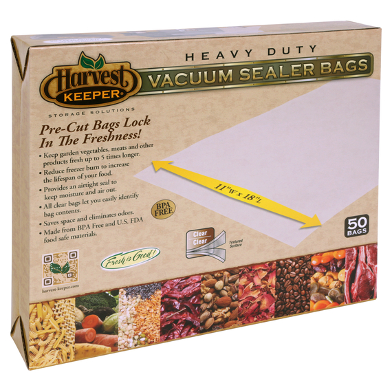 Harvest Keeper Precut Vacuum Seal Bags - 50pk - 11in x 18in - Clear