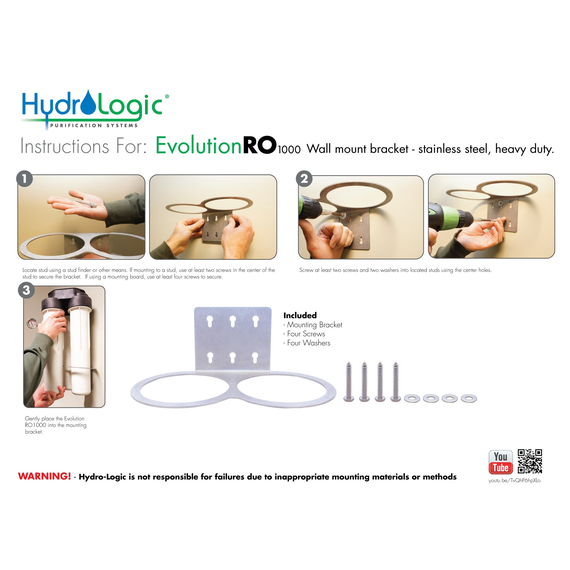 HydroLogic Evolution-RO 1000 Wall Mount Bracket - Stainless Steel