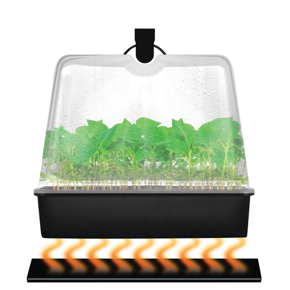 Super Sprouter Premium Heated Propagation Kit - 4pc - Includes 18in T5 Light, 10in x 20in Tray, 7in Dome, & Heat Mat