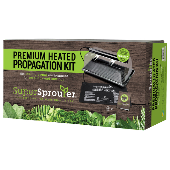Super Sprouter Premium Heated Propagation Kit - 4pc - Includes 18in T5 Light, 10in x 20in Tray, 7in Dome, & Heat Mat