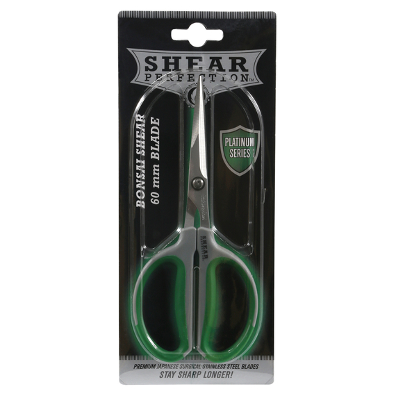 Shear Perfection Platinum Series Stainless Steel Bonsai Scissors Straight Blade - 7.25in L - 2.4in Straight Blades