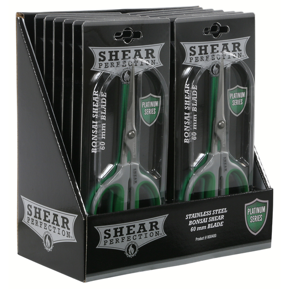 Shear Perfection Platinum Series Stainless Steel Bonsai Scissors Straight Blade - 7.25in L - 2.4in Straight Blades